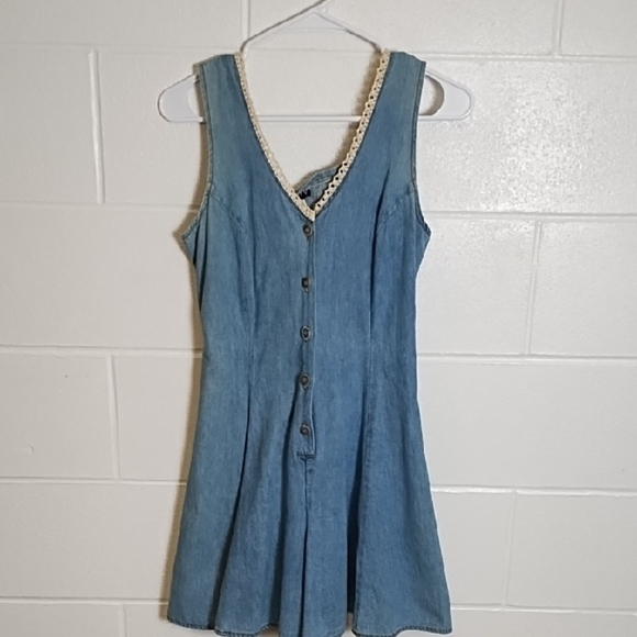 Vintage Vanity Deadstock 100% Cotton Lightweight Denim Skort Corset Back - Picture 1 of 13